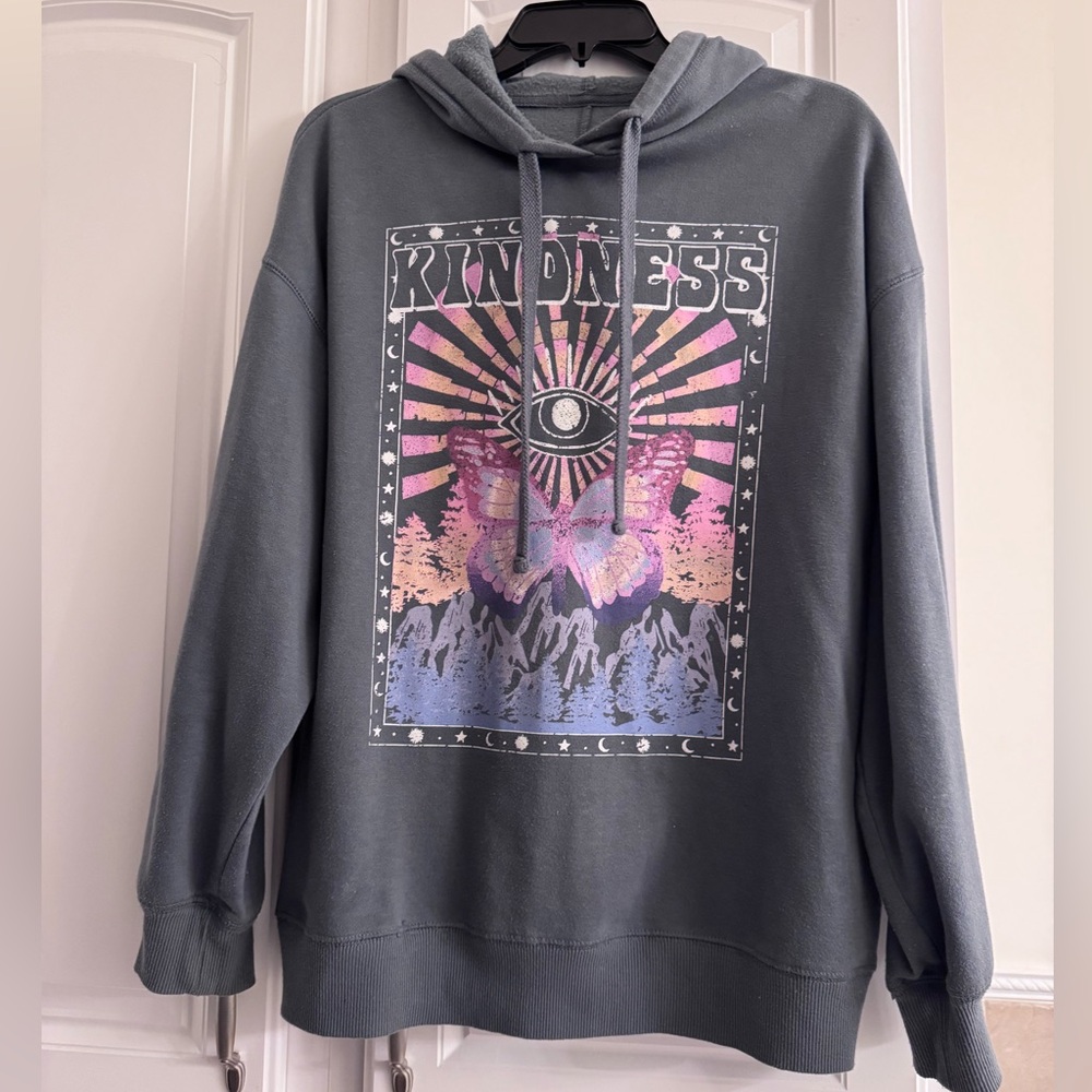 Arizona brand -Gray Graphic Hoodie with Kindness Design